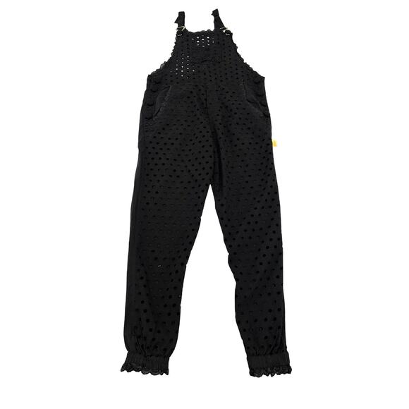 Agua Bendita Bendito Laurel Eyelet Overall Womens Size 6 Black Cotton Cover Up - Picture 1 of 7